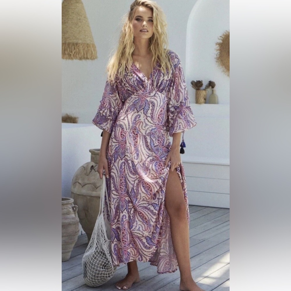 NWOT Free People size 4 Mirage maxi dress in tea combo